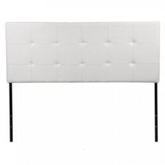 Upholstered Tufted Vinyl Headboard Queen Size, White Q24