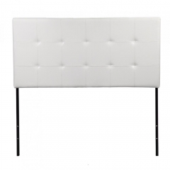 Upholstered Tufted Vinyl Headboard Full Size, White F22