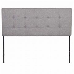 Upholstered Tufted Fabric Headboard Queen Size In Gray Q35