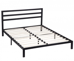 Metal and Wood Platform Bed Wood Slat Support with Headboard 1025F