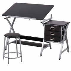 Drafting Table Art & Craft Drawing Desk Art Hobby Folding Adjustable w/ Stool