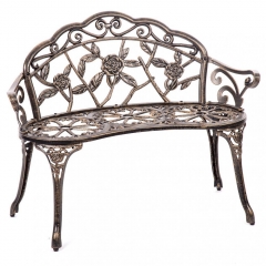 Patio Garden Bench Bronze Park Yard Furniture Cast Aluminum Rose Antique L394