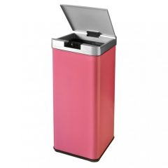 New 13-Gallon Trash can Automatic Sensor Garbage Bin Stainless Steel, Pink