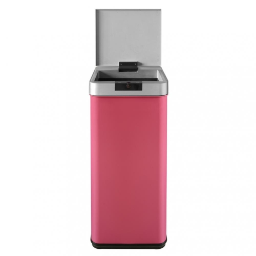 New 13-gallon Trash Can Automatic Sensor Garbage Bin Stainless Steel, Pink