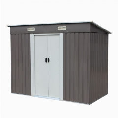 New 4'×8' Outdoor Steel Metal Garden Storage Shed Tool House W/ Sliding Door