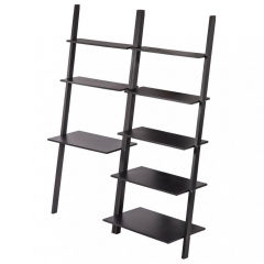New Modern Ladder Bookshelf Bookcase Leaning Ladder Wall Shelf Storage 2PCS