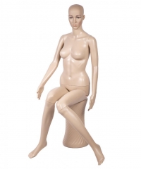 New Realistic Features Seated Female Sitting Display Mannequin w/ Pedestal Base