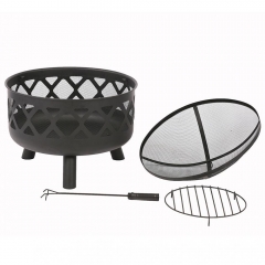 New Portable 25" Burning Round Fire Pit Firebowl Cooking Campfire Outdoor Patio