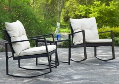 New Outdoor 3PC Rattan Patio Furniture Sets Rocking Wicker Bistro Set For Yard