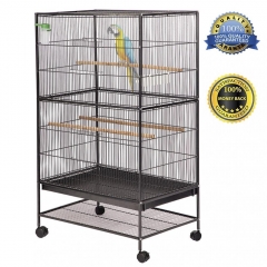 New Bird Pet Wrought Iron Flight Cage, 53" Heavy Duty Perch Stand w/ Two Doors