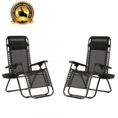 Zero Gravity Chairs Set of 2 Patio Adjustable Reclining Folding Chairs w/ Pillow