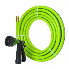 25 ft Kink Free Garden Hose with 5/8 Solid Brass Coupling Fittings Spray Nozzle