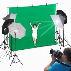 New Photo Studio Vedio Photography Kit 45W Light Bulb Umbrella Backdrop Set