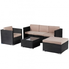 New Patio Wicker Furniture Sets, 6pc Rattan Sofa Conversation Set With Cushions