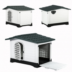 New 2 Doors Weather Resistant Dog House Pet Shelter Dog Cage Pet House Kennel