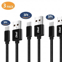 Type USB C Cable, 3Pack 3FT Nylon Braided Type Lightning Cable USB A to USB C