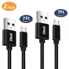 Micro USB Android Cable,Fast Charger Durable Nylon Braided (2pack,7FT x 2)