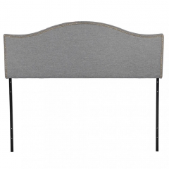 Headboard Fabric Upholstered Modern Heavy Duty Queen Size With Gray Linen Curved