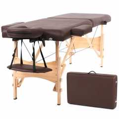 New Portable Massage Table Adjustable Height Massage Bed with Storage Brown