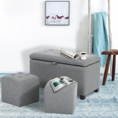 Ottoman Bench Storage Bench Bedroom Fabric Tufted Upholstered Stool Bench Set