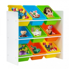Kids Toy Storage Organize With 9 Plastic Colorful Bins Children Playroom w/ Bins