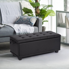 Ottoman Bench Storage Bedroom Bench Footrest Upholstered Tufted 42" Large Black