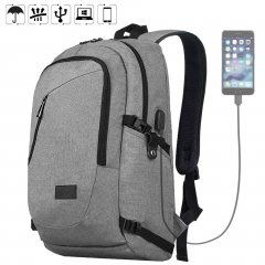 Laptop Backpack for Women Men Travel College Student Stylish Professional Mens Bookbag with USB Charging Port Tech Slim Work Grey Large Computer Water
