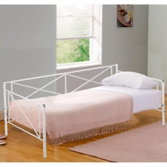 Daybed Frame Metal Platform Bed Heavy Duty Steel Slats Twin Box Spring and Foam Mattress Set Living Guest Room and Children Bed Sofa