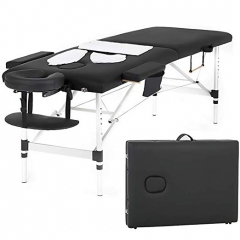 Massage Table Massage Bed Spa Bed 73 Inch Massage Table W/Face Cradle Carry Case Height Adjustable 2 Fold Portable Aluminum Facial Salon Tattoo Bed