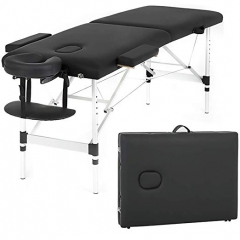Massage Table Massage Bed Spa Bed 73 Inch Aluminium Massage Table W/Face Cradle Carry Case Height Adjustable 2 Fold Portable Facial Salon Tattoo Bed