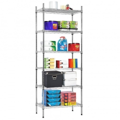 NSF Wire Shelf Organizer 6 Wire Shelving Unit Metal Storage Shelves, Utility Commercial Grade Heavy Duty Height Adjustable Leveling Feet Steel Layer