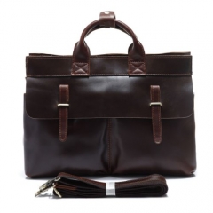 Bigacc Polished Chocolate Leather Briefcase/messenger/laptop Bag