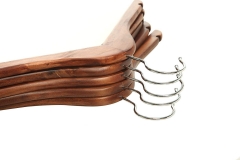 Bigacc Walnut Wooden Hanger with Polished Chrome Hook,Non-Slip Wood Clothes Hangers, Vintage, Set Of 10