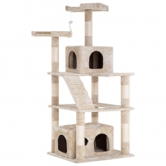 BestPet Cat Tree Tower Condo Multi-Level Kitten Plush Indoor Cat Playground with Toy and Scratching Post,64"