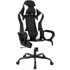 Racing Office Chair, High-Back PU Leather Gaming Chair Reclining Computer Desk Chair Ergonomic Executive Swivel Rolling Chair with Adjustable Arms