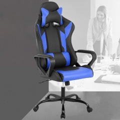 Gaming Office Chair, High-Back Racing Chair PU Leather Chair Reclining Computer Desk Chair Ergonomic Executive Swivel Rolling Chair with Adjustable