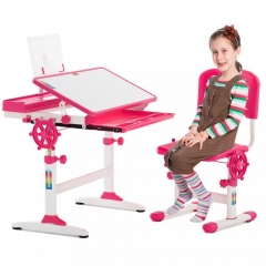 Student Kids Desk Height Adjustable Ergonomic Study Desk with Storage Pink