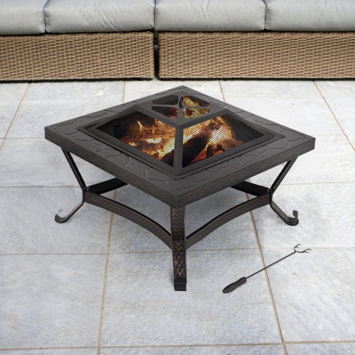 Outdoor Metal Fire Pit Bowl, Cast Iron Garden Fireplace