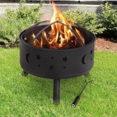 Outdoor Fire Pit Round 24"FirePit MetalFire Bowl Fireplace Backyard Patio Garden