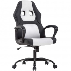 Racing Home Office Chair, Ergonomic Executive PU Gaming Chair, Rolling Metal Base Swivel Desk Chairs with Arms Lumbar Support Computer Chair
