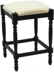 Dkeli Cottage 2662-AB-TC Biscuit and White Check, 24-Inch Black Hawthorne Upholstered Counter Stool