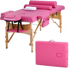Massage Table Massage Bed Spa Bed Height Adjustable 2 Fold Portable 73” Massage Table W/Sheet Cradle Cover 2 Bolster Hanger Facial Salon Tattoo Bed