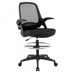 Drafting Chair Tall Office Chair Desk Chair Mesh Computer Chair Adjustable Height with Lumbar Support Flip Up Arms Swivel Rolling Executive Chair