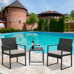 FDW Patio Bistro Set 3 Pieces Outdoor Wicker Chair Patio Rattan Furniture Wicker Conversation Sets Backyard Garden Balcony Poolside