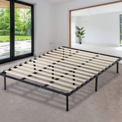 Platform Bed Frame Mattress Foundation Full Size Metal Bed Base Heavy Duty Wood Slat with Bedroom No Box Spring Needed，Black
