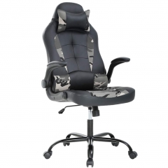 Gaming Chair Racing High-Back PU Leather Office Chair Rolling Swivel Executive Desk Chair with Lumbar Support Adjustable Arms Computer Chair for Back