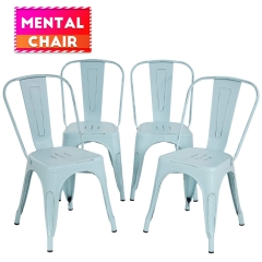 Metal Chair Stackable Chair Restaurant Chair 18” Seat Height Chic Metal Kitchen Dining Chairs Set of 4 Trattoria Chairs Metal Tolix Indoor/Outdoor