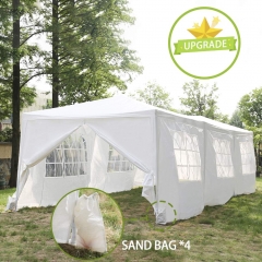 FDW Party Tent 10'x30' Wedding Tent Patio Gazebo Outdoor Carport Sunshade Shelter Pavilion with 8 Removable Side Wall White