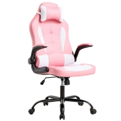 High-Back Gaming Chair Racing Office Chair Computer Desk Chair Executive PU Leather Rolling Swivel Chair with Lumbar Support Adjustable Stool Flip