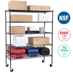 FDW NSF Wire Shelving Unit Large Metal Shelves Organizer Wire Storage Shelves Heavy Duty 5-Tier Commercial Grade Height Adjustable Utility Rack 5000